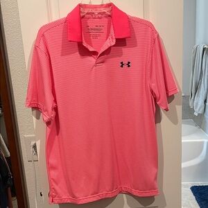 Under Armour Men's Pink Striped Polo